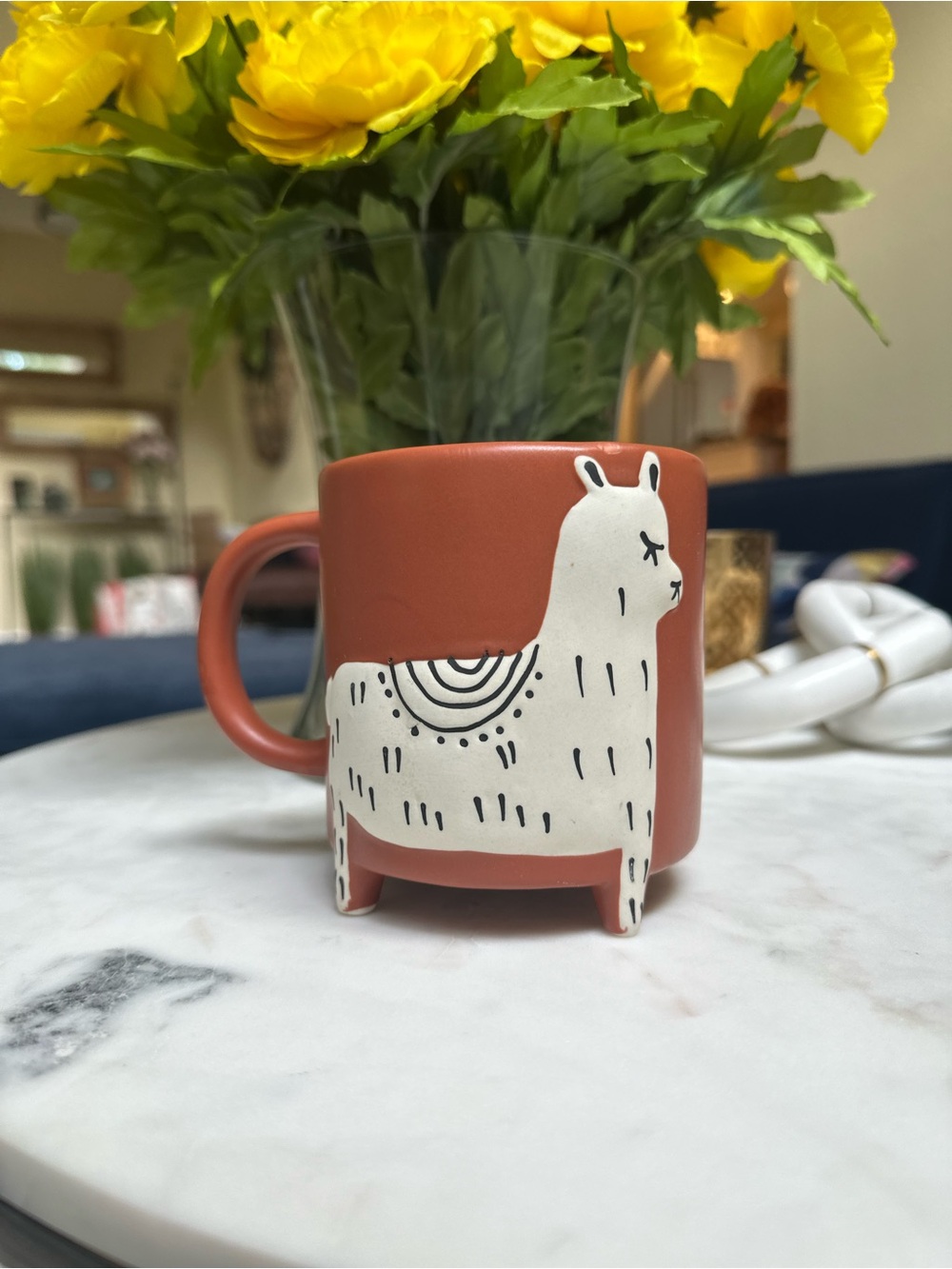 UD Home Terracotta Ceramic llama mug - Orange